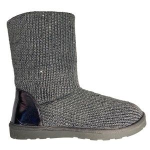 Arizona Jean Co AZ Sleet Pull On Memory Foam Insert Boot Size 10 Gray W Sequin